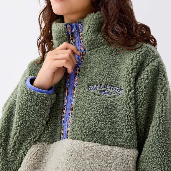 Sage green half zip high neck fleece sweatshirt - Picture 2 of 3